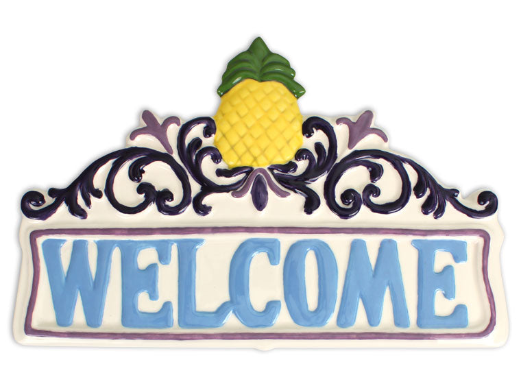 Pineapple Welcome Plaque 12-1/8