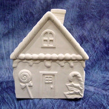 Load image into Gallery viewer, Gingerbread House Cookie Jar (6&quot; x 6&quot; x 7-1/2&quot; tall)

