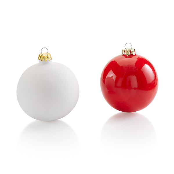 Round Ball Ornament with Cap (Set of 2)  3-1/2
