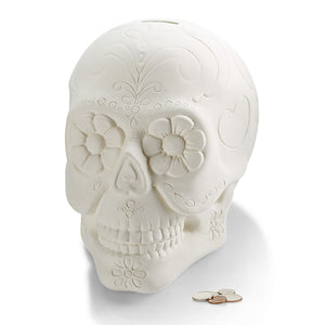 Sugar Skull Biggy Bank - 8" tall