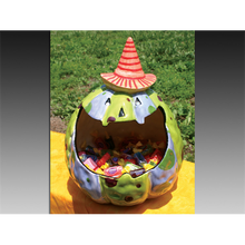 Load image into Gallery viewer, Jack-o-lantern with Hat Candy Dish 10-3/4&quot; Tall
