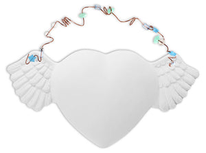 Winged Heart Hanging Plaque - 11" wide